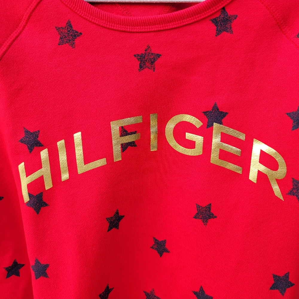 Tommy Hilfiger Red Sweatshirt with Navy Blue Stars - Picture 3 of 7
